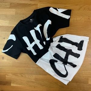 M NEW Chick Chi B&W Hip Hop Top